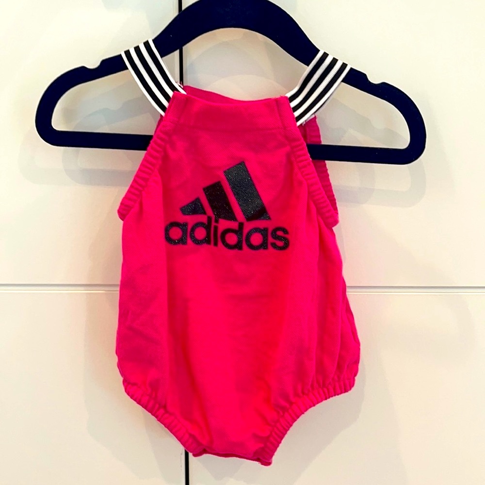 Adidas Baby Girl Onesie - Glitter Logo - 6M